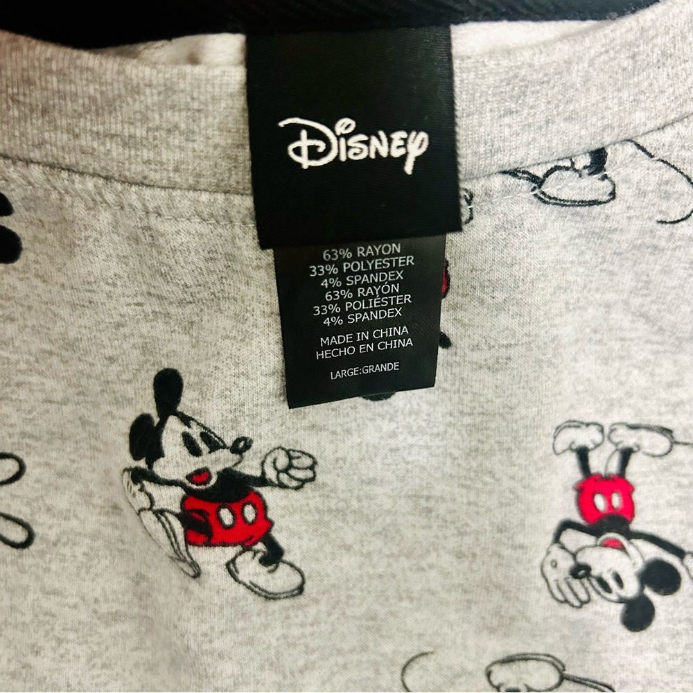 NWOT Disney Mickey Mouse Long Sleeve Soft Jersey Pajama Lounge Set, Size L - Picture 9 of 15
